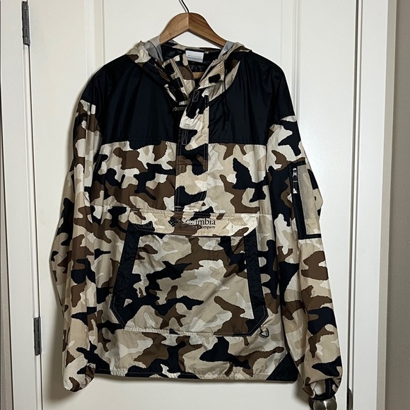 Columbia Camo Windbreaker Black Brown Tan Men’s XL - Picture 1 of 12